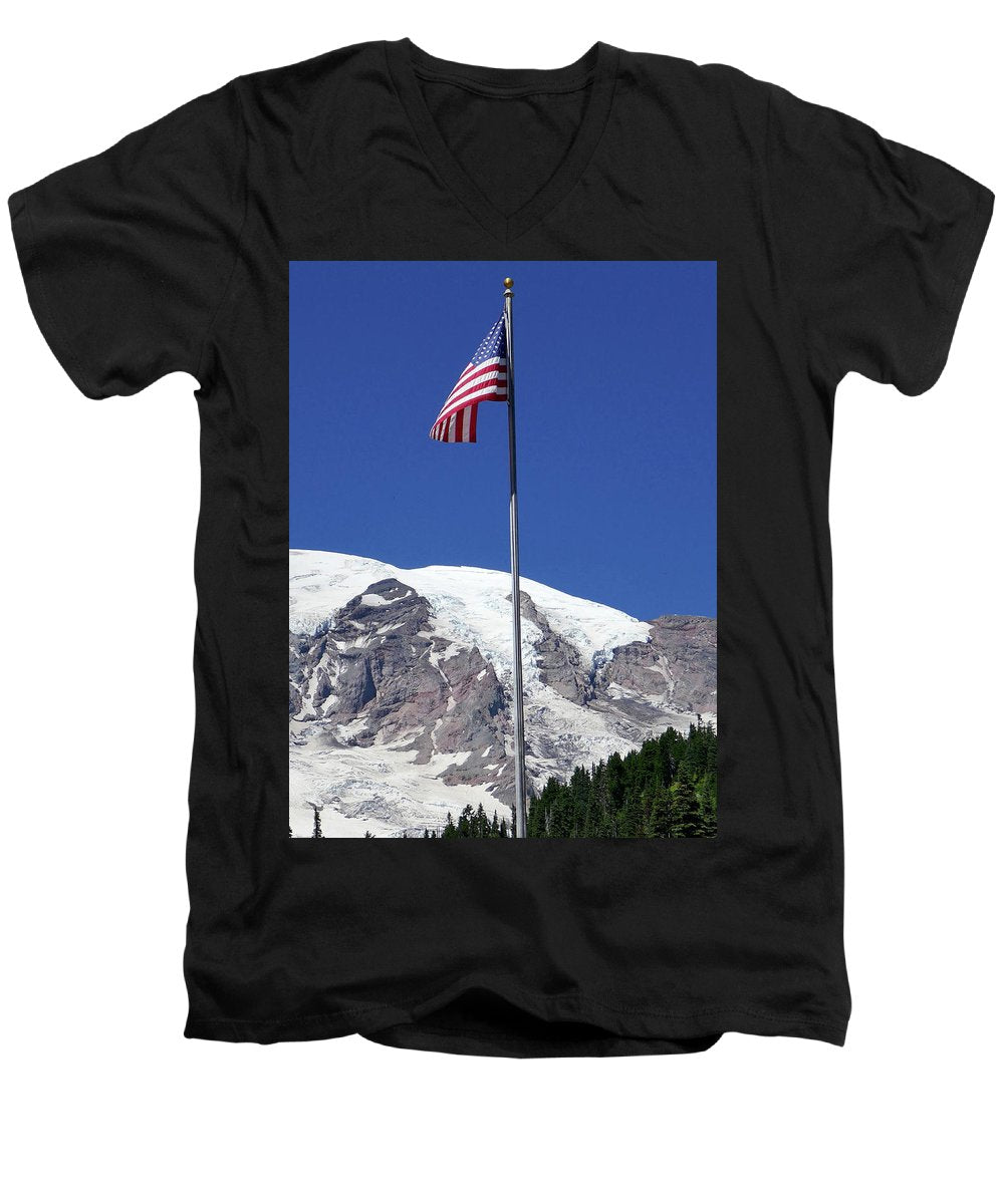 Patriotic Rainier - Men's V-Neck T-Shirt - Fry1Productions