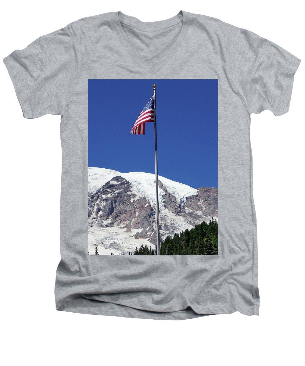 Patriotic Rainier - Men's V-Neck T-Shirt - Fry1Productions