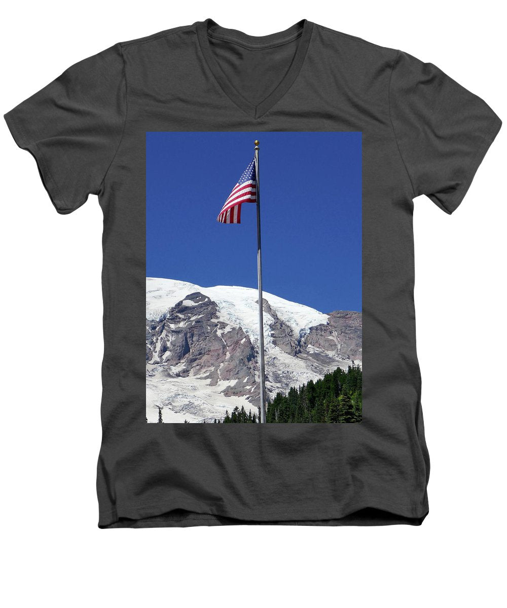 Patriotic Rainier - Men's V-Neck T-Shirt - Fry1Productions