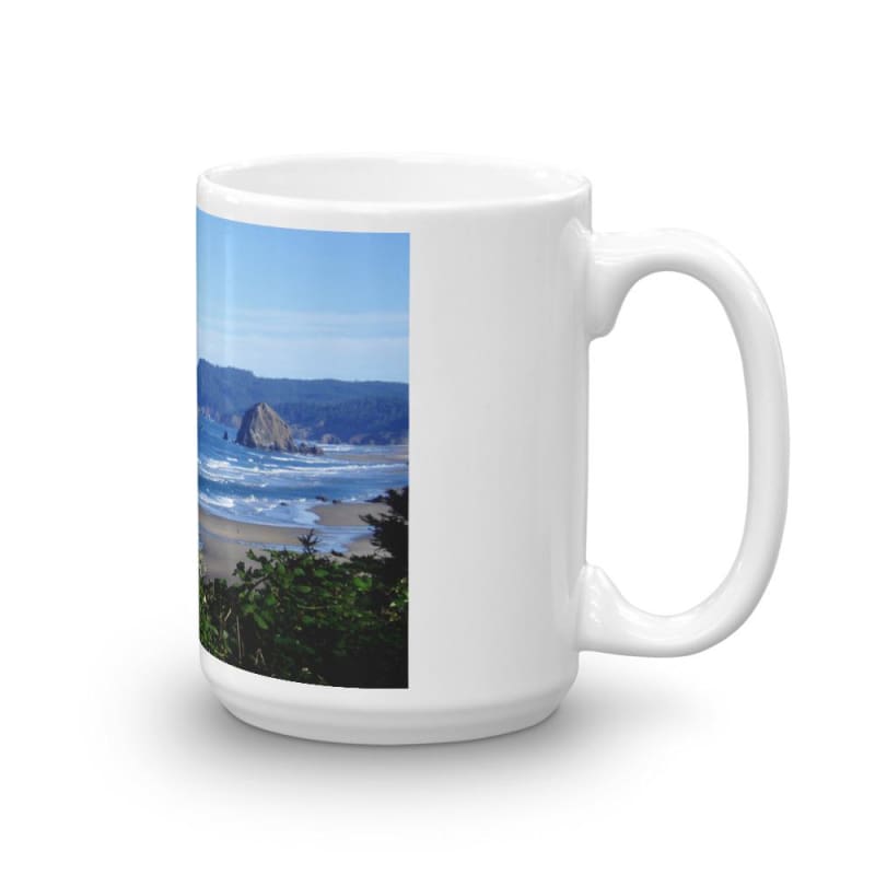 "Sea Stacks Triumph" - 11 oz and 15 oz Ceramic White Gloss Coffee Mugs - Fry1Productions