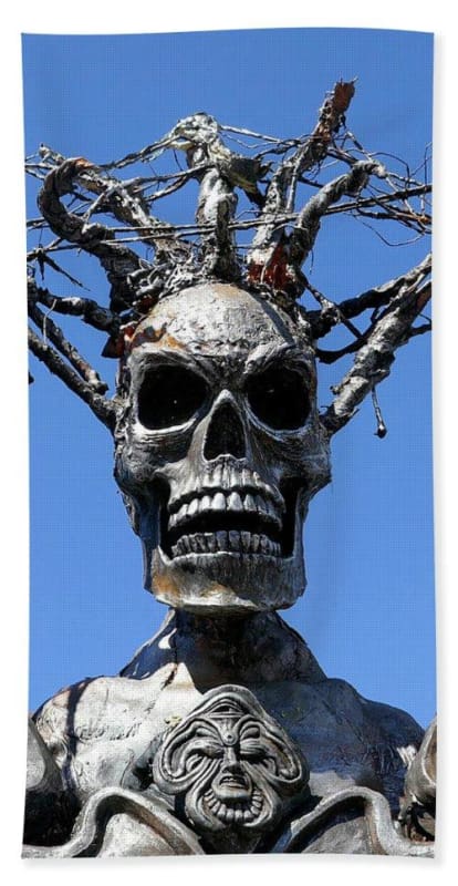 "Skull Warrior Stare" - Beach Towel - Fry1Productions
