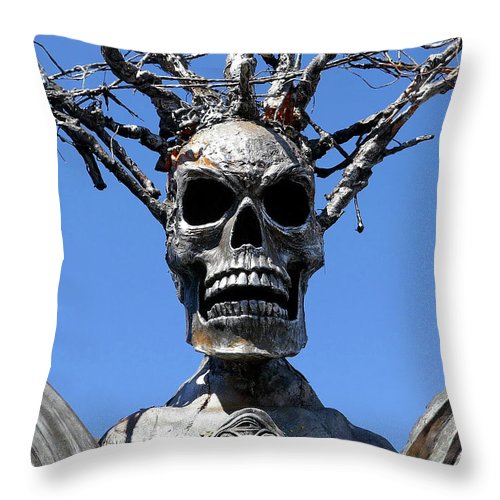 Skull Warrior Stare - Throw Pillow - Fry1Productions