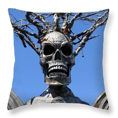 Skull Warrior Stare - Throw Pillow - Fry1Productions