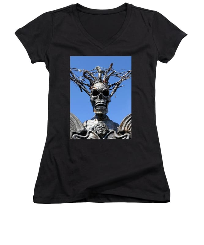 "Skull Warrior Stare" - Women's V-Neck - Fry1Productions