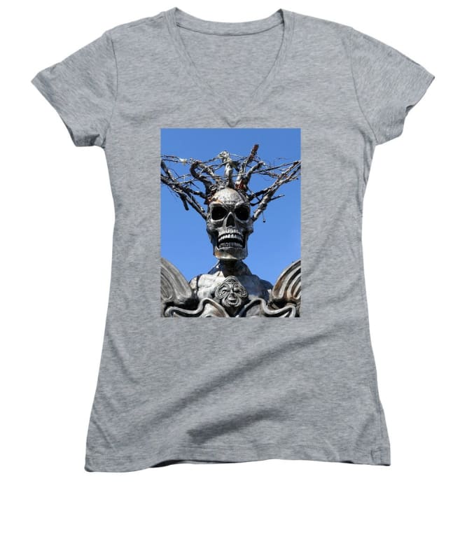 "Skull Warrior Stare" - Women's V-Neck - Fry1Productions