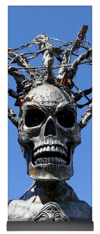 "Skull Warrior Stare" - Yoga Mat - Fry1Productions