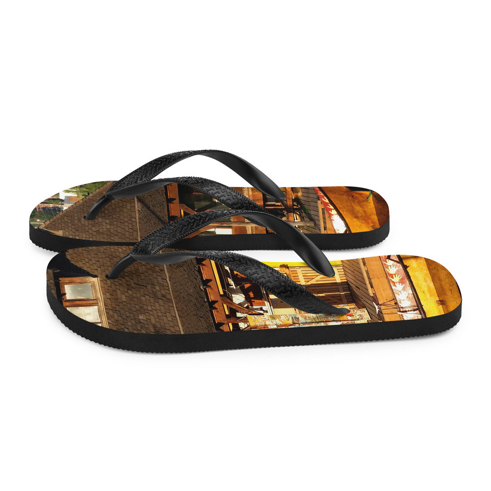 Hand Carved Canoe Reflections - Flip-Flops - Fry1Productions
