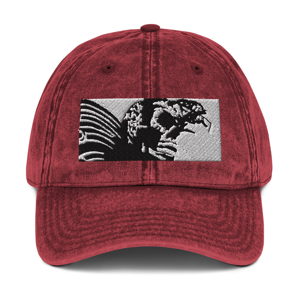 Skull Warrior (Black & White) - Vintage Cotton Twill Hat - Fry1Productions