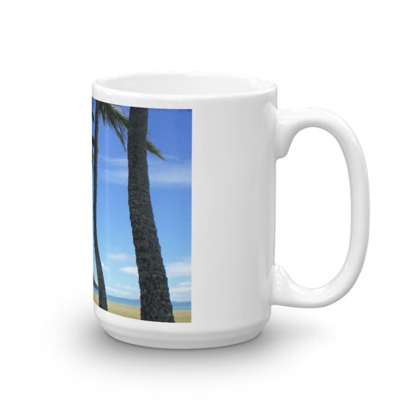 "Visionary Dreams" - 11 oz and 15 oz White Coffee Mugs - Oahu's Palm Trees, Beaches and awe. - Fry1Productions