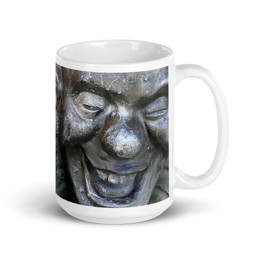 Cosmic Laughter - 15 oz Ceramic white glossy mug - Fry1Productions