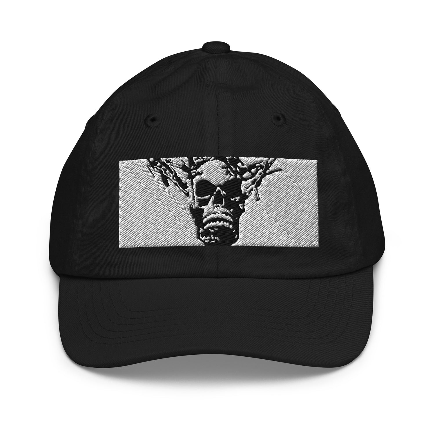 Skull Warrior Stare (Black & White) - Youth Baseball Cap - Fry1Productions